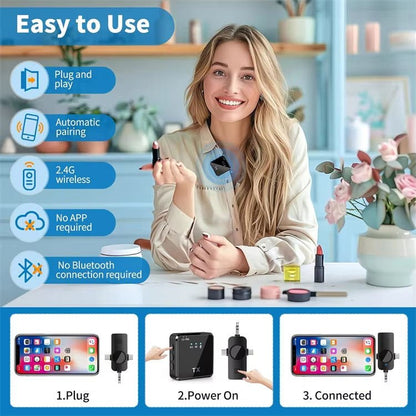 F11-2 3 in 1 Wireless Microphone - For Mobile Phone Video Recording, Vlogging, and for Studio Use - Armaa Store Pk
