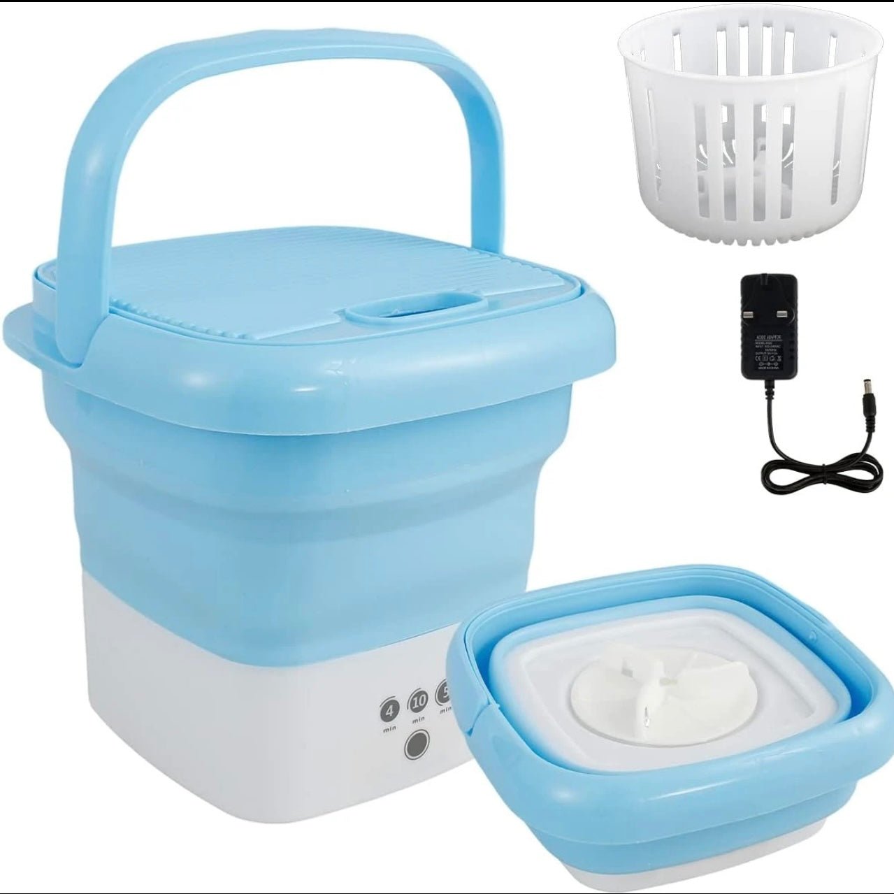 Folding Mini Portable Washing Machine 6.5L with Blue Light And Drain Basket - Armaa Store Pk