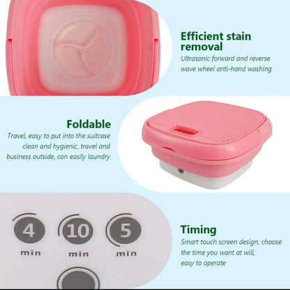 Folding Mini Portable Washing Machine 6.5L with Blue Light And Drain Basket - Armaa Store Pk