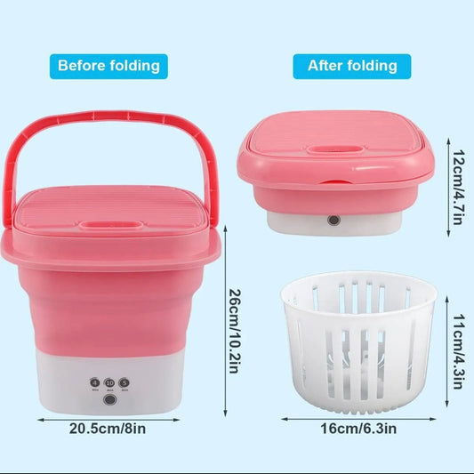 Folding Mini Portable Washing Machine 6.5L with Blue Light And Drain Basket - Armaa Store Pk