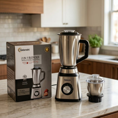 Gelanshi 2-in-1 Blender with Stainless Steel Jars – 400W Electric Blender & Grinder - Armaa Store Pk
