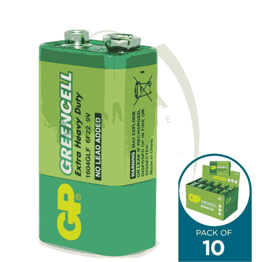 Green Cell 9 Volt Heavy Duty Battery - 10 Pcs Box | Zero Mercury Added | Long Life Power - Armaa Store Pk