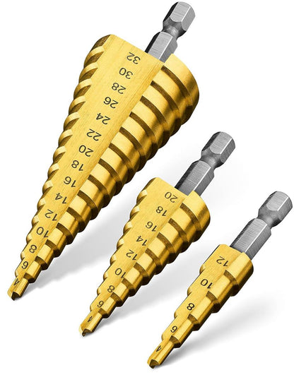Workzone 3 Piece HSS Step Drill Set - Size (4mm-32mm)
