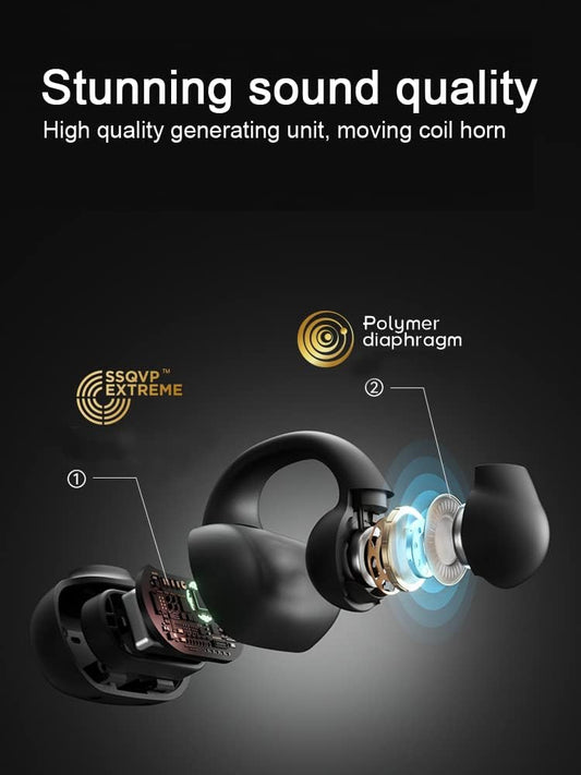 i113 Wireless Ear Clip Bone Conduction Headphones Fones - Bluetooth 5.3 Ear Clip On Ear Earring Sports Earphones Earbud Hooks - Armaa Store Pk