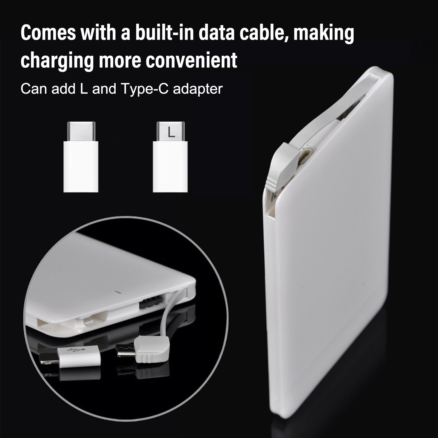 IHIT 4000mah Basic Power Bank With Built-in Cables - Ultra-slim & Credit Card-sized Power Bank - Armaa Store Pk