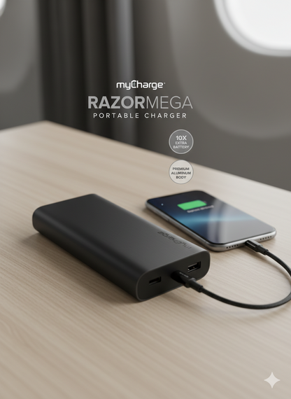 RAZORMEGA myCharge RazorTurbo - 3 ways to portable recharge 20100MAH Power Bank