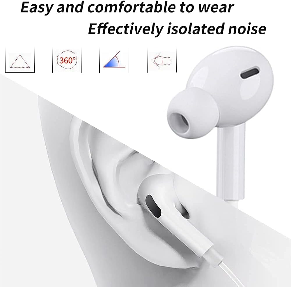 iPhone Bluetooth Handsfree with Lightening Connector (Built-in Microphone & Volume Control) in-Ear Stereo Headphones - Armaa Store Pk