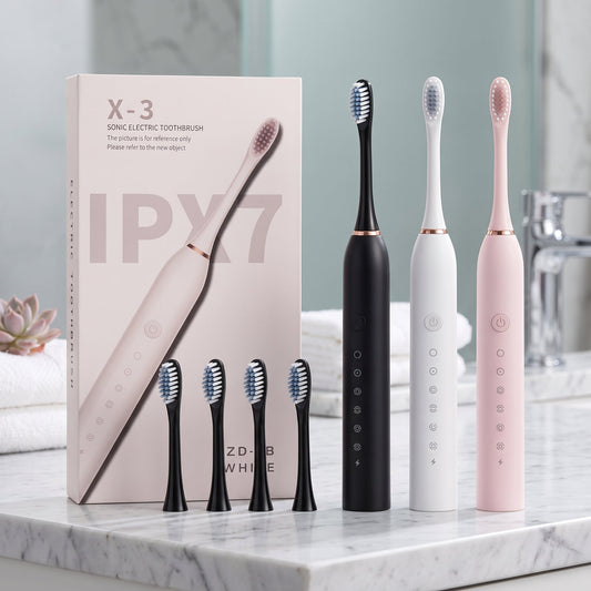 IPX7 Sonic Electric Toothbrush – Rechargeable Waterproof Toothbrush with 4 Brush Heads - Armaa Store Pk