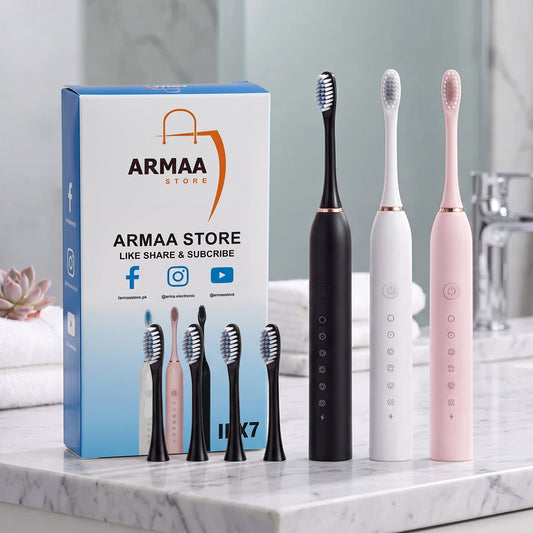 IPX7 Sonic Electric Toothbrush – Rechargeable Waterproof Toothbrush with 4 Brush Heads - Armaa Store Pk