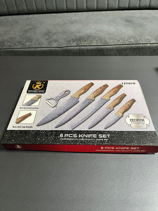 Kitchen King 6-Piece Kitchen Knife Set - 127079 (Wooden Handle) - Armaa Store Pk