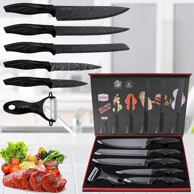 Knife Set 6-Piece Stainless Steel Kitchen Knife Set, Professional Knife Set Including Peeler - Armaa Store Pk
