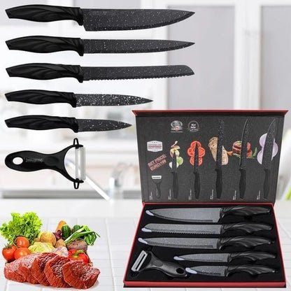 Knife Set 6-Piece Stainless Steel Kitchen Knife Set, Professional Knife Set Including Peeler - Armaa Store Pk