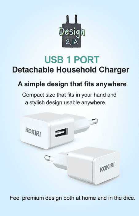KOKIRI Mobile Adapter 2.1 A - Fast USB Charger (Single Port) - Armaa Store Pk