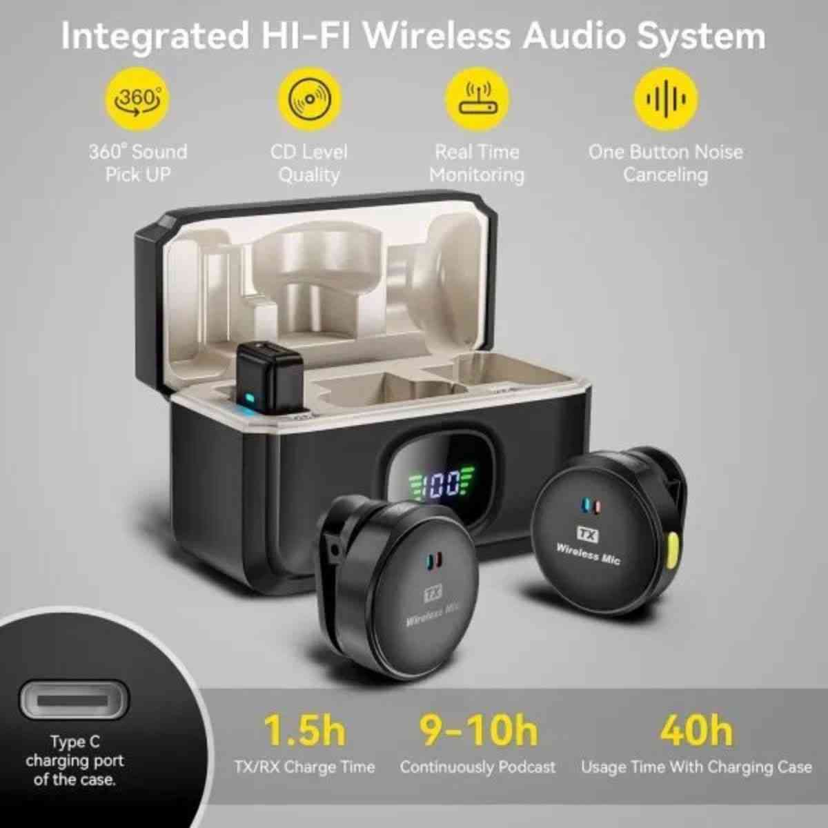M9 Pro Wireless Microphone - Best Noise Cancelling Mic for Vlogging & Streaming - Armaa Store Pk