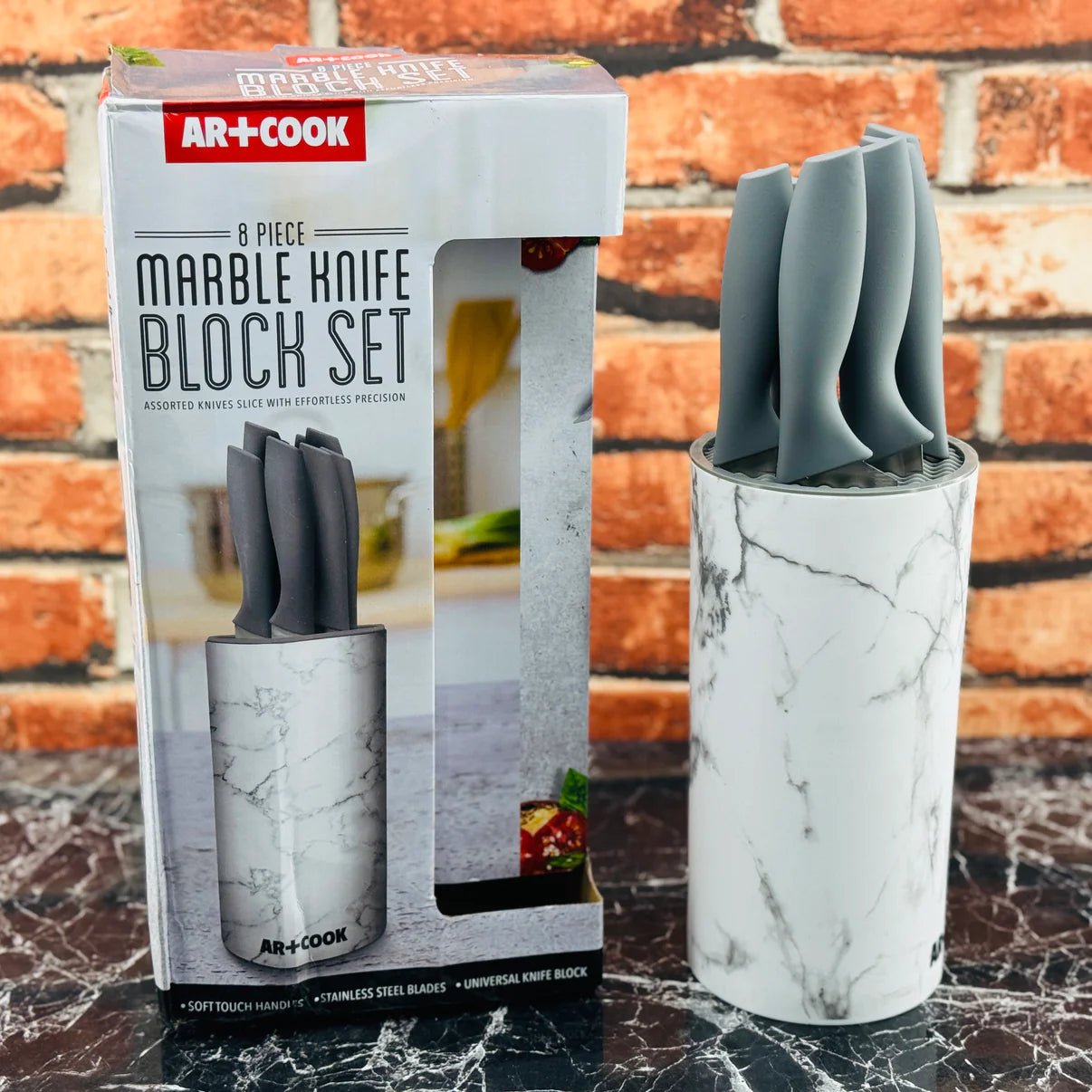 Marble Knife Block Set 8pcs AR+Cook - Armaa Store Pk