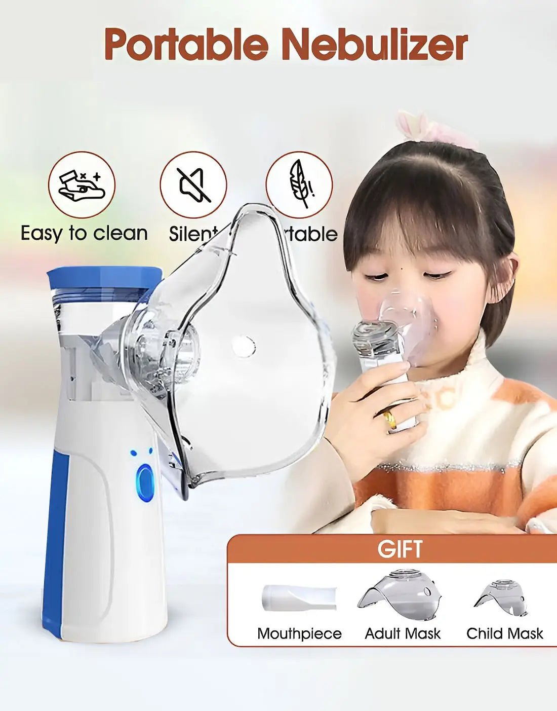 Mesh Nebulizer Machine JSL-W302 with Masks & Mini Inhaler for Kids & Adults - Armaa Store Pk
