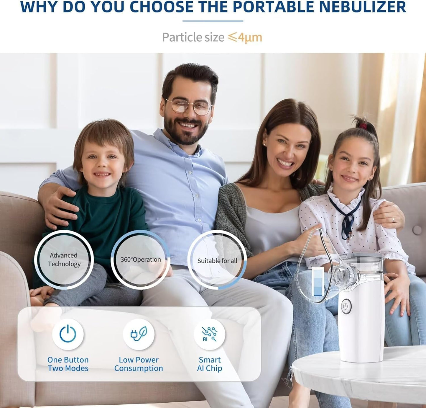 Mesh Nebulizer Machine JSL-W302 with Masks & Mini Inhaler for Kids & Adults - Armaa Store Pk