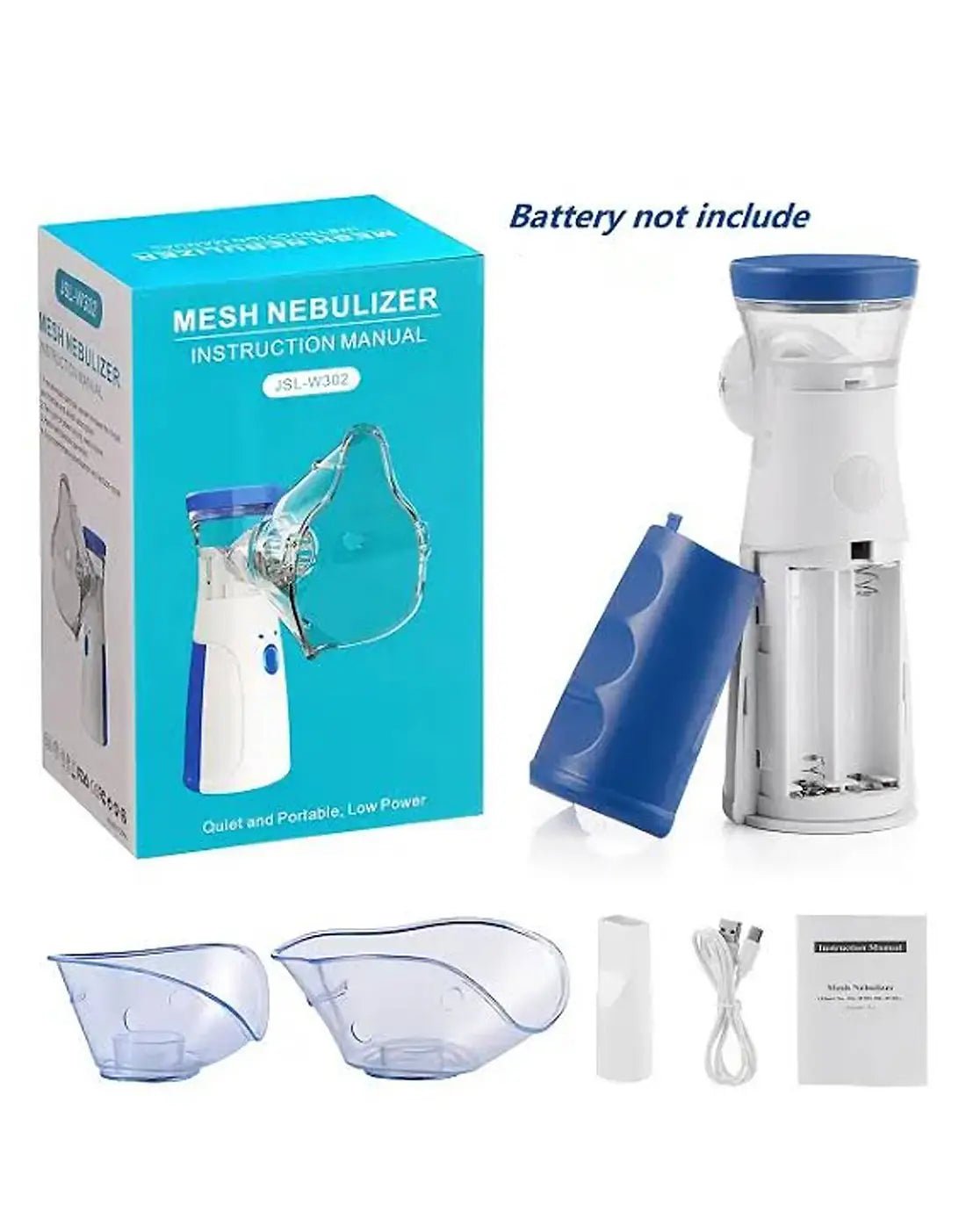 Mesh Nebulizer Machine JSL-W302 with Masks & Mini Inhaler for Kids & Adults - Armaa Store Pk