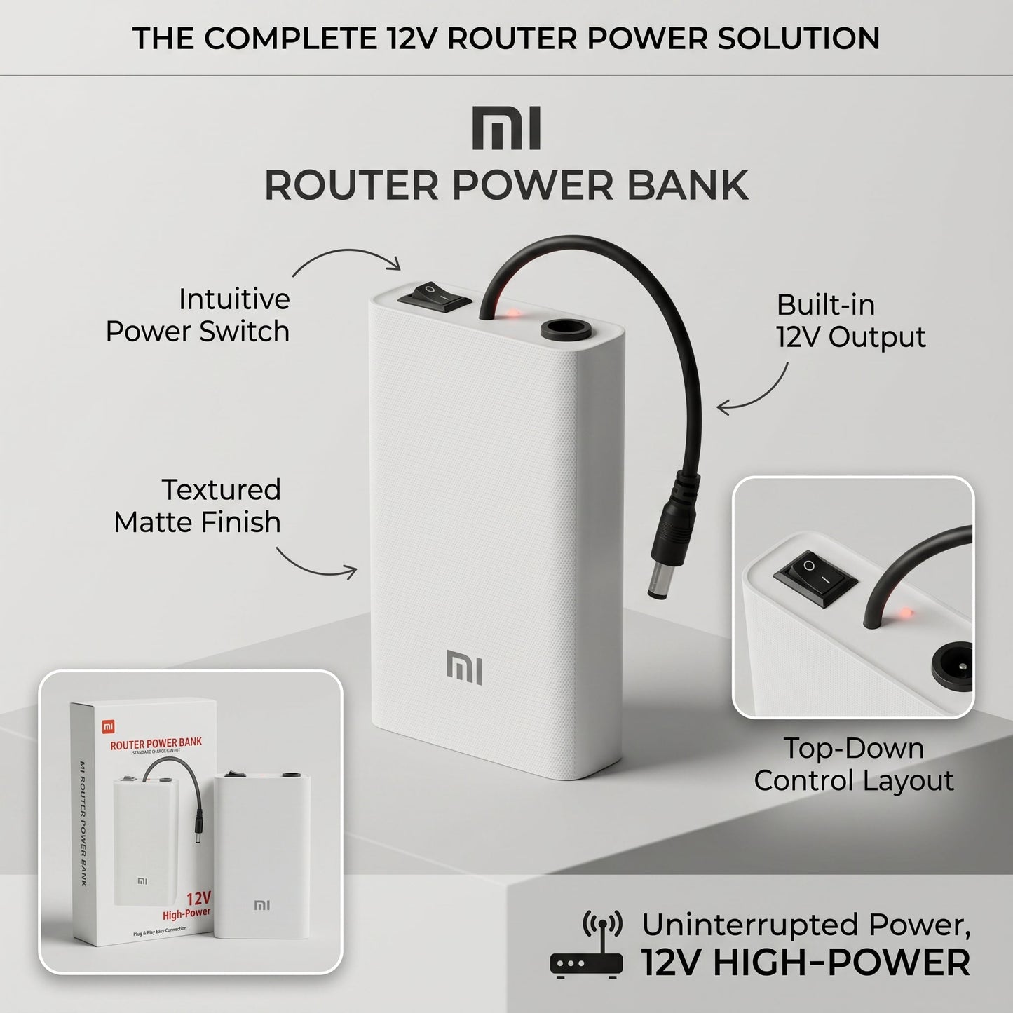 Mi Router Power Bank 12V – Uninterrupted Power Backup for WiFi Routers - Armaa Store Pk
