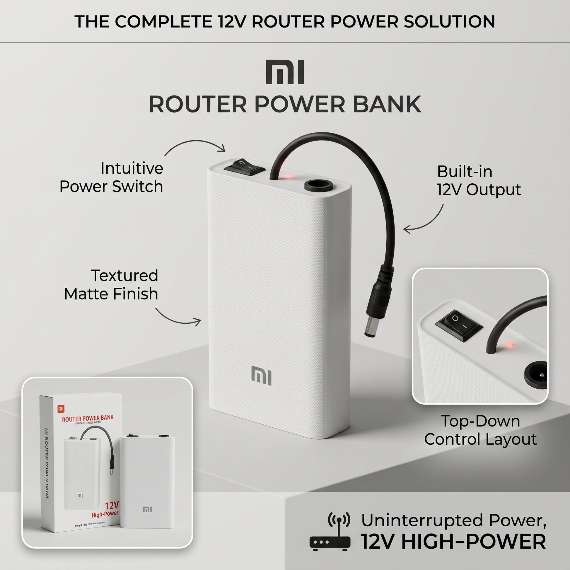 Mi Router Power Bank 12V – Uninterrupted Power Backup for WiFi Routers - Armaa Store Pk