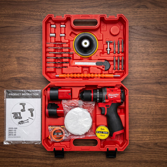 Milwaukee Cordless Drill Machine Kit – Rechargeable Electric Drill Driver with Carry Case & Battery - Armaa Store Pk