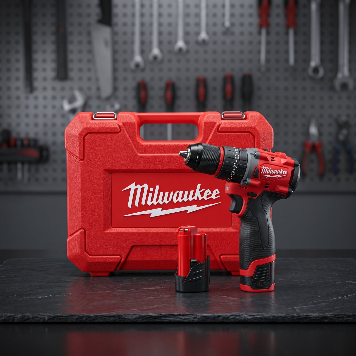 Milwaukee Cordless Drill Machine Kit – Rechargeable Electric Drill Driver with Carry Case & Battery - Armaa Store Pk