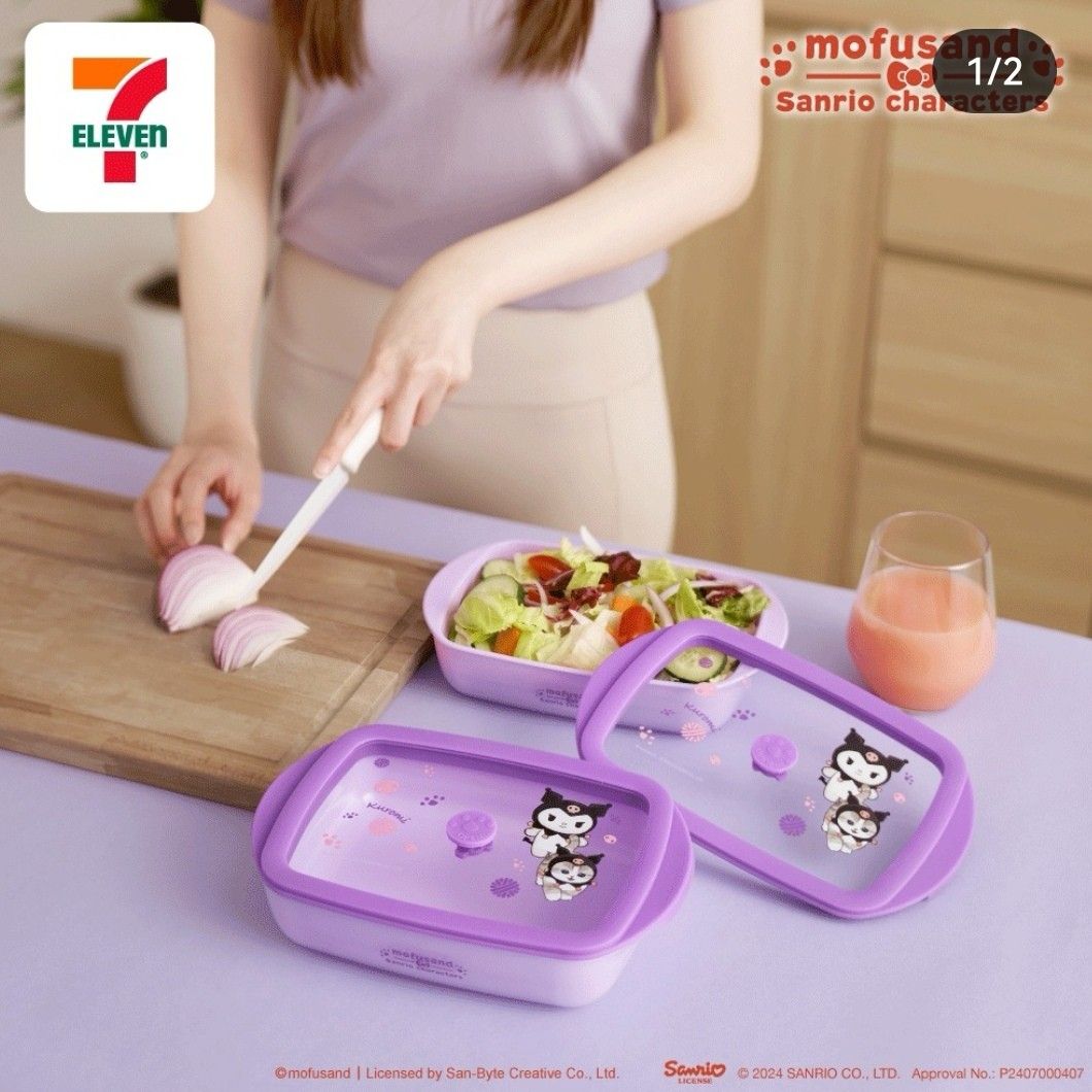 Mofusand x Sanrio Hello Kitty Bento Glass Lunch Box - Airtight Food Container (7-11 Edition)