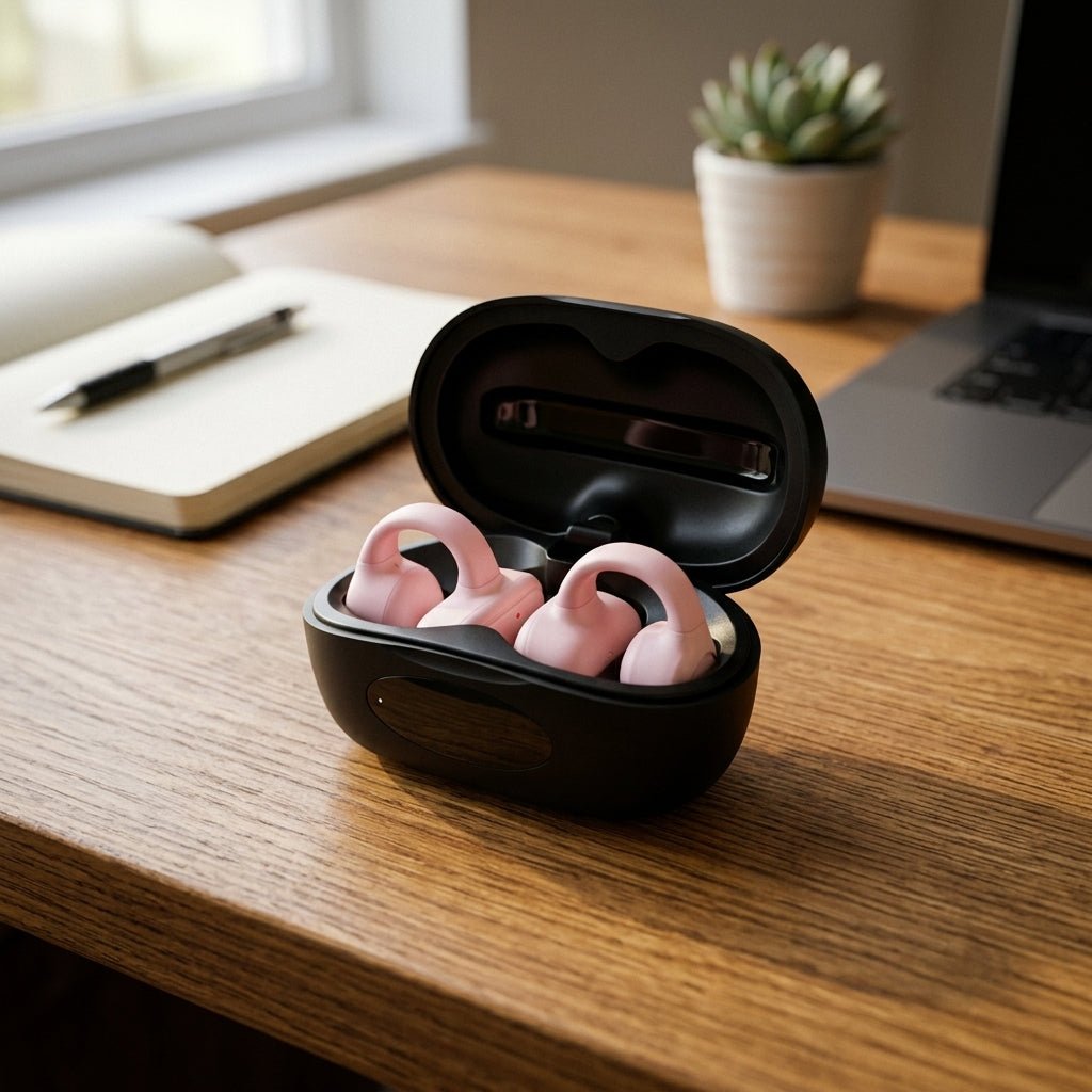 NSVE N113 Wireless Bluetooth Earbuds with Ear Hooks & Digital Display Charging Case - Armaa Store Pk