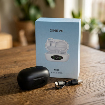 NSVE N113 Wireless Bluetooth Earbuds with Ear Hooks & Digital Display Charging Case - Armaa Store Pk