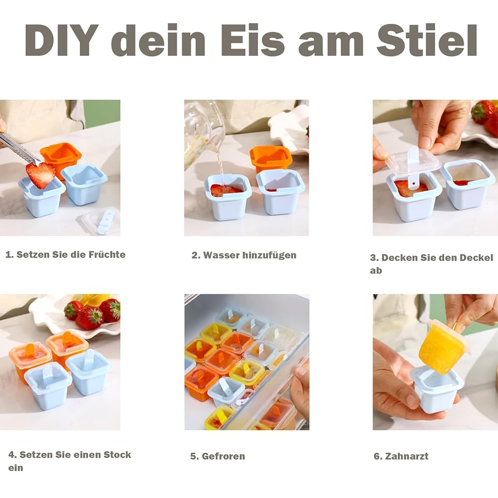 Pack of 12 Ice Lolly Moulds, Food Grade Ice Tray, Ice Pop Maker - Armaa Store Pk