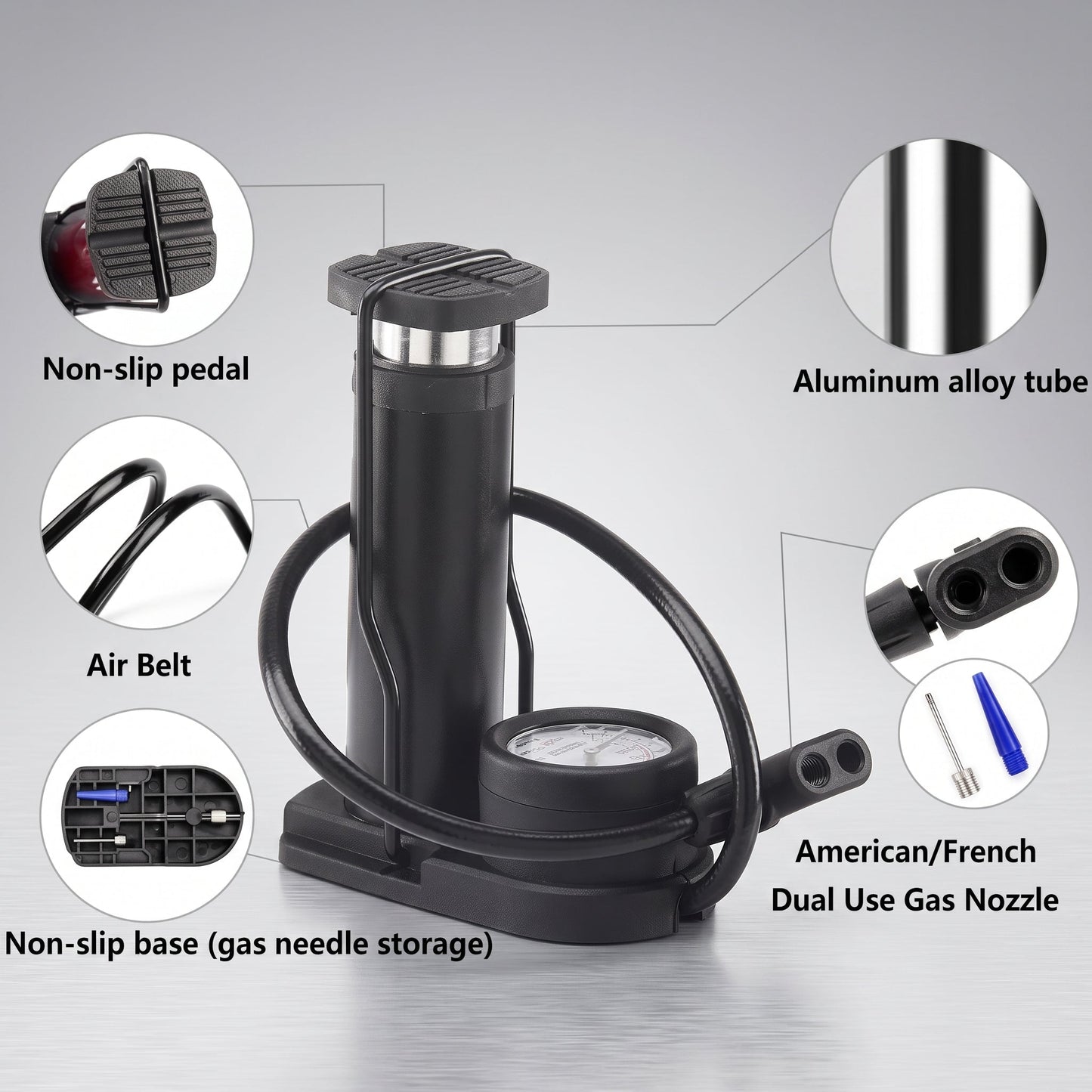 Portable High-Pressure Foot Air Pump – Multi-Purpose Bicycle, Motorcycle & Ball Inflator - Armaa Store Pk