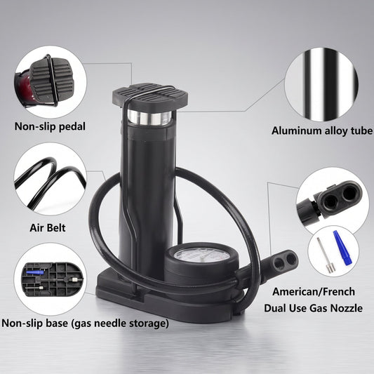 Portable High-Pressure Foot Air Pump – Multi-Purpose Bicycle, Motorcycle & Ball Inflator - Armaa Store Pk
