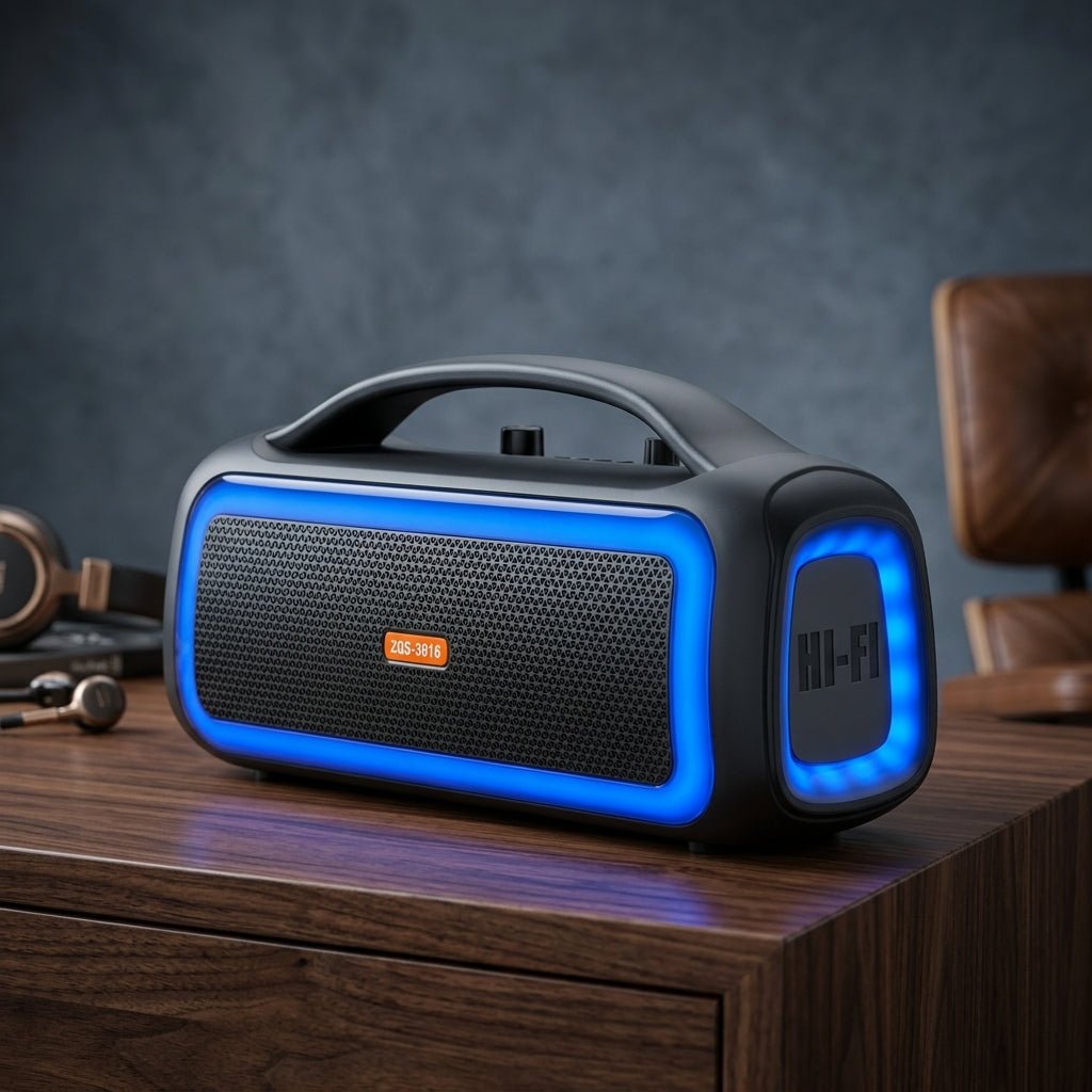 Portable Wireless Bluetooth Speaker with Microphone | Powerful Party Speaker with RGB Lights - Armaa Store Pk