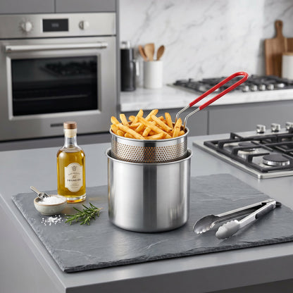 Premium Stainless Steel Deep Fryer Pot with Removable Basket - Armaa Store Pk