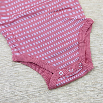 Pink Strip Long Sleeve Baby Rompers Double Piece Set