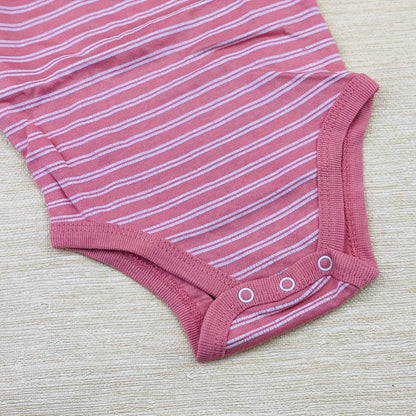 Pink Striped Long Sleeve Baby Rompers | 3 piece set