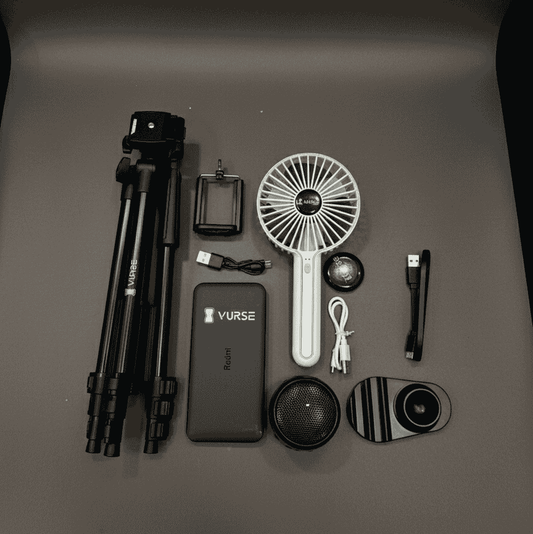 Vurse Portable Content Creator Kit - Tripod, Fan, Power Bank & Mini Speaker - Armaa Store Pk