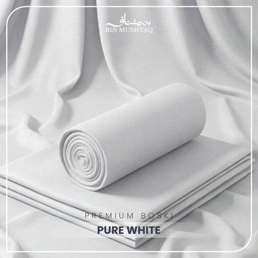 White - Imperial Original Unstitched Boski - Bin Mushtaq