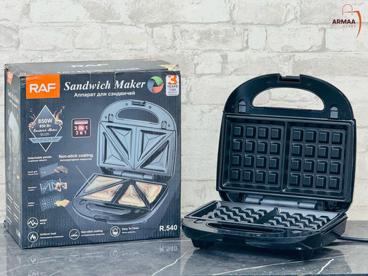 Raf 3 in 1 Sandwich Maker | Sandwich Maker with Grill, and Waffle plates - Armaa Store Pk