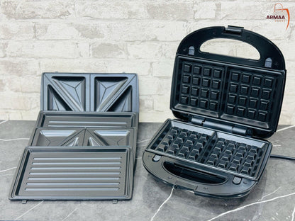 Raf 3 in 1 Sandwich Maker | Sandwich Maker with Grill, and Waffle plates - Armaa Store Pk