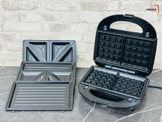 Raf 3 in 1 Sandwich Maker | Sandwich Maker with Grill, and Waffle plates - Armaa Store Pk